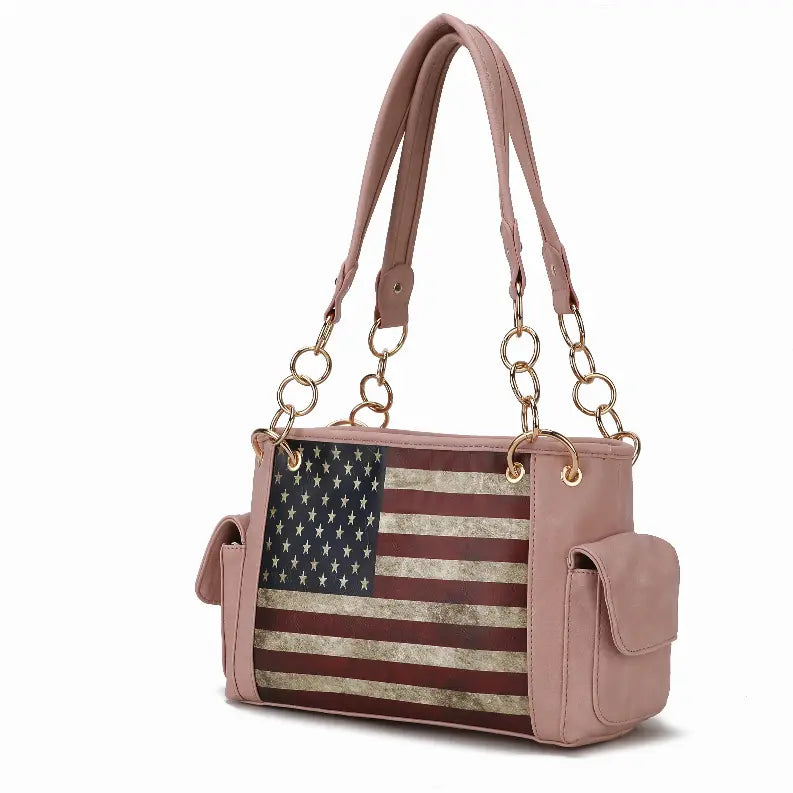 Alaina Vegan Leather Women's Flag Shoulder Bag MKF Collection by Mia K.