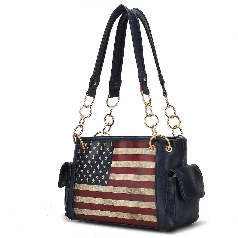 Alaina Vegan Leather Women's Flag Shoulder Bag MKF Collection by Mia K.