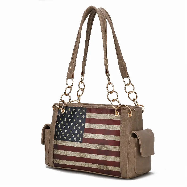 Alaina Vegan Leather Women's Flag Shoulder Bag MKF Collection by Mia K.