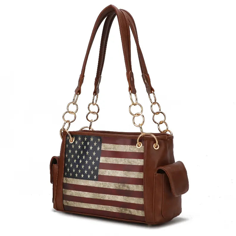 Alaina Vegan Leather Women's Flag Shoulder Bag MKF Collection by Mia K.