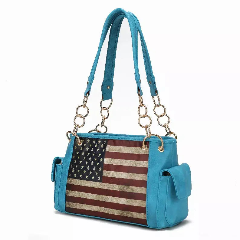 Alaina Vegan Leather Women's Flag Shoulder Bag MKF Collection by Mia K.