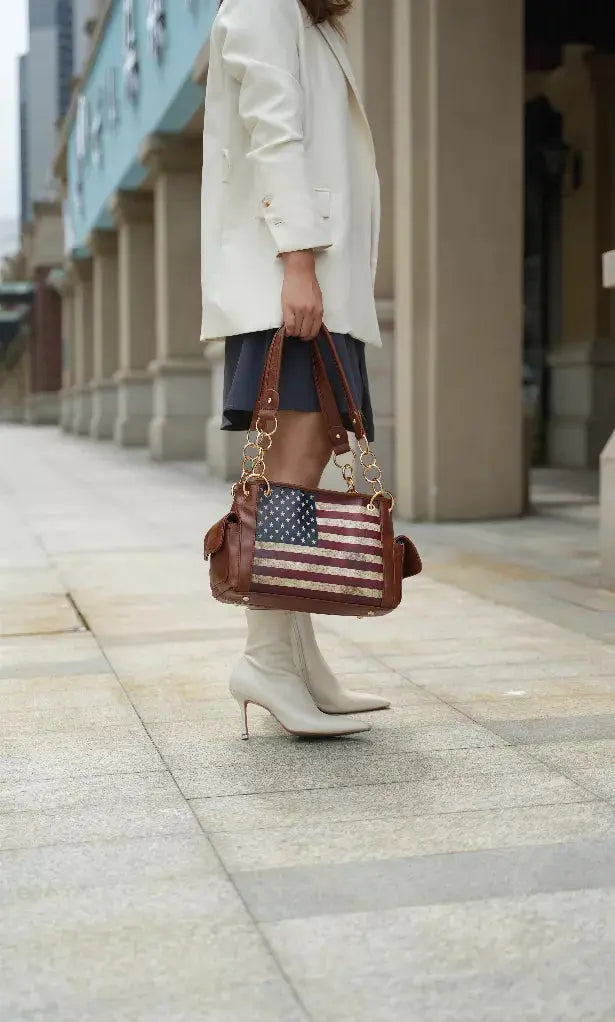 Alaina Vegan Leather Women's Flag Shoulder Bag MKF Collection by Mia K.