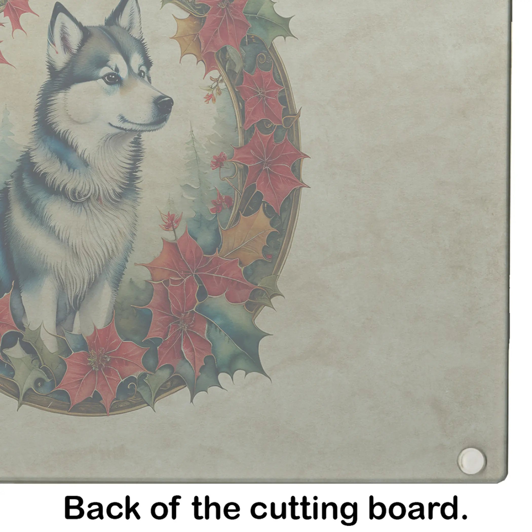 Alaskan Klee Kai Christmas Flowers Glass Cutting Board Caroline's Treasures