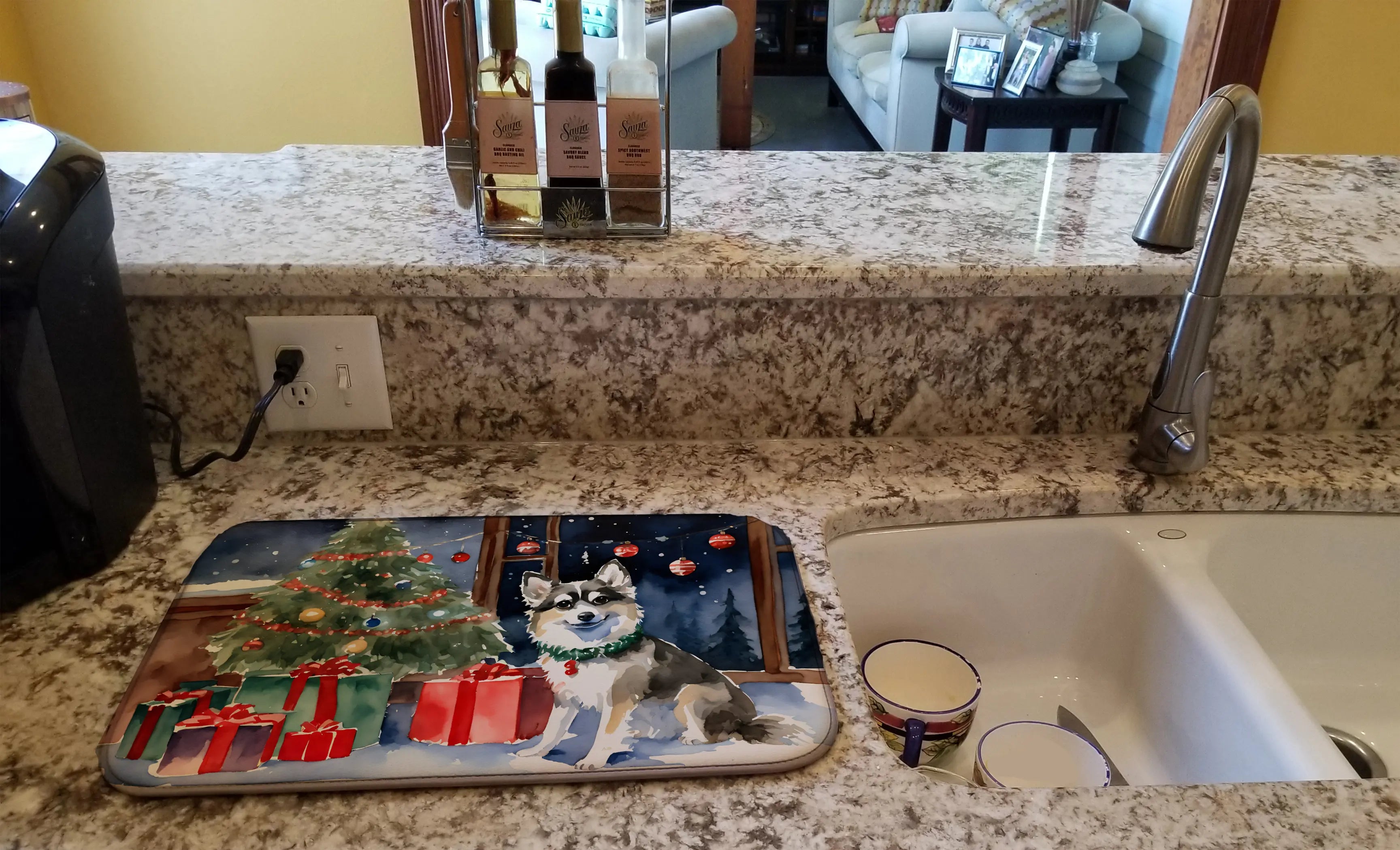Alaskan Klee Kai Cozy Christmas Dish Drying Mat Caroline's Treasures