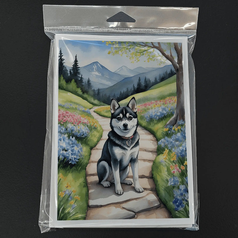 Alaskan Klee Kai Spring Garden Greeting Cards Pack of 8 Caroline's Treasures