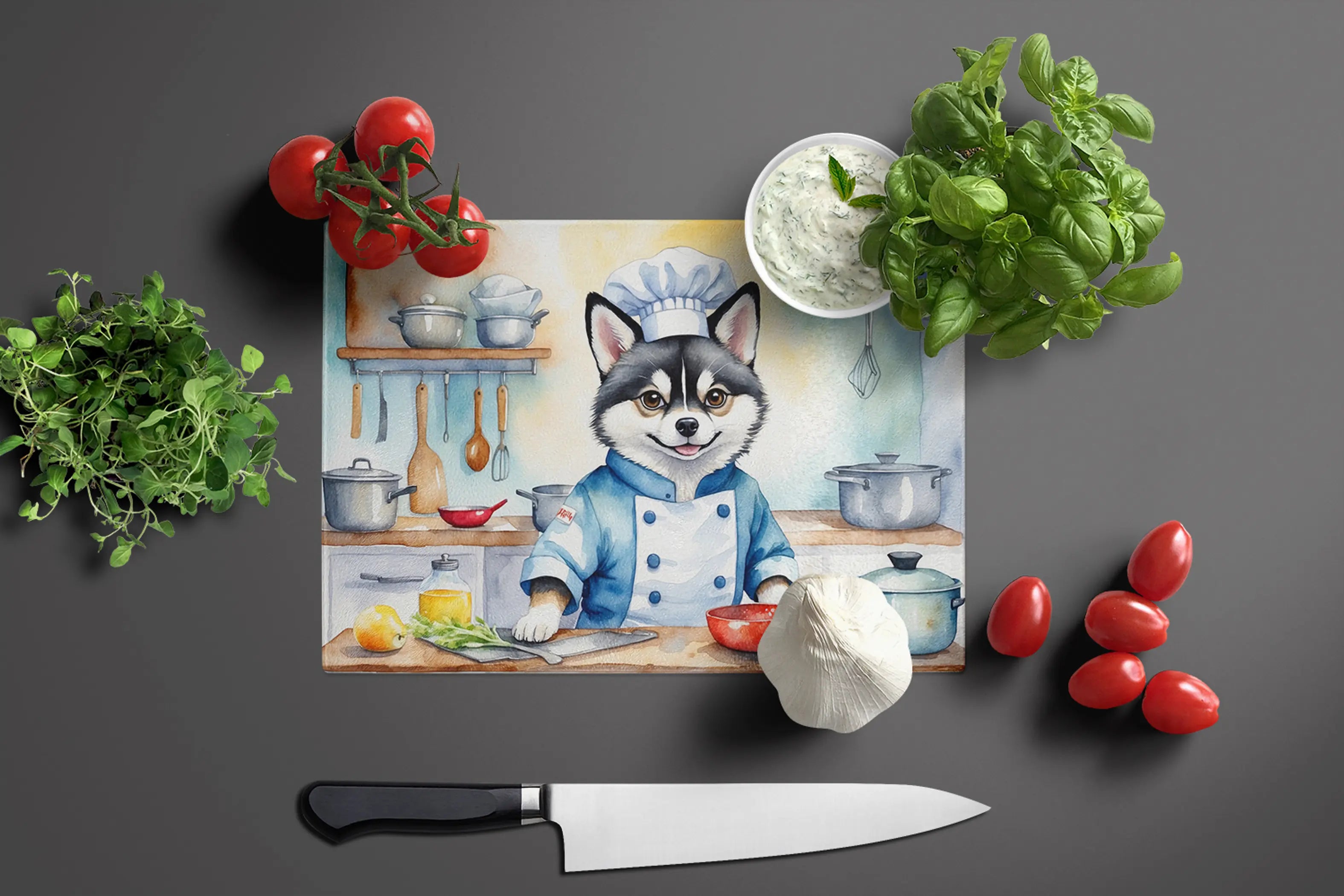 Alaskan Klee Kai The Chef Glass Cutting Board Caroline's Treasures