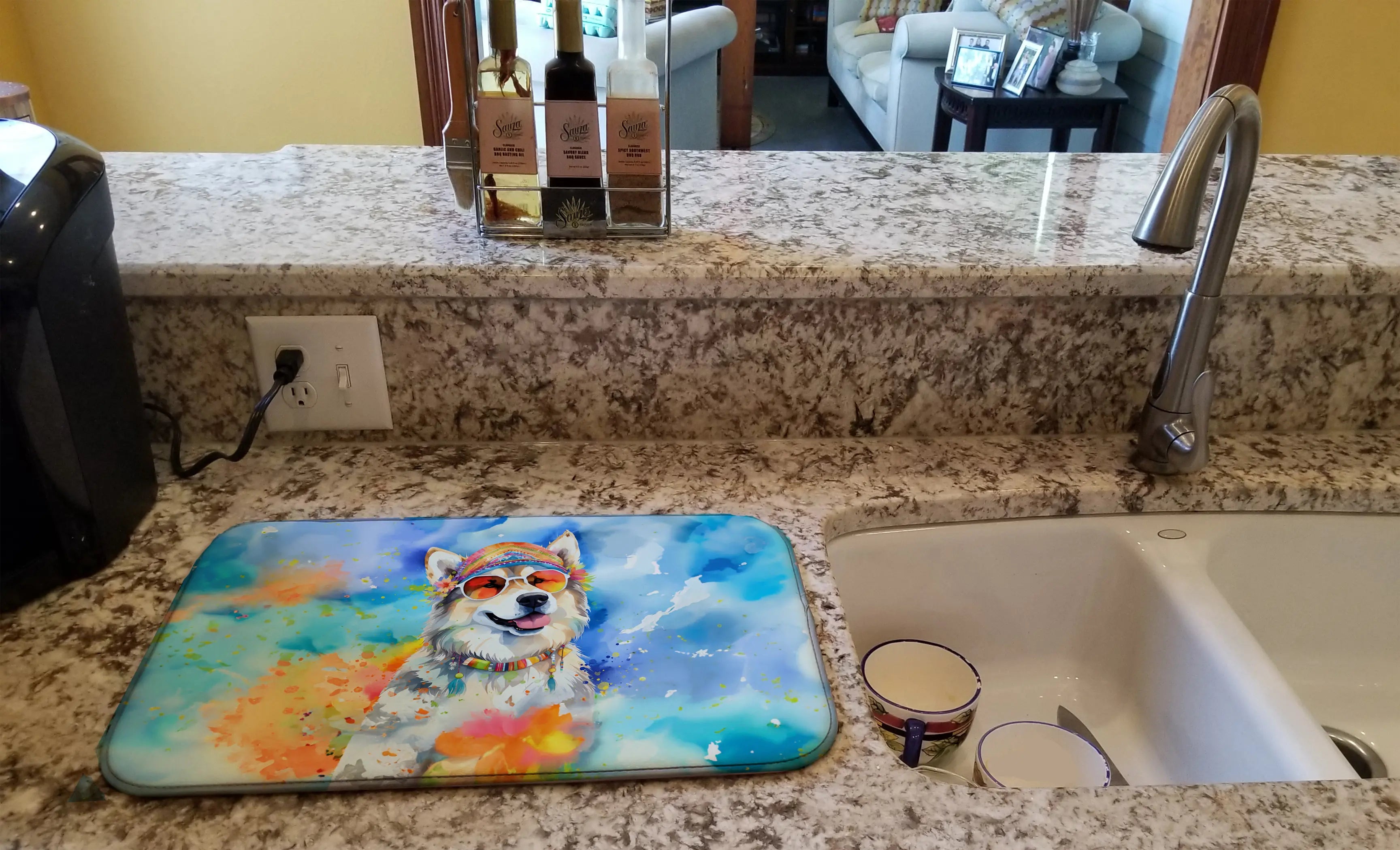 Alaskan Malamute Hippie Dawg Dish Drying Mat Caroline's Treasures