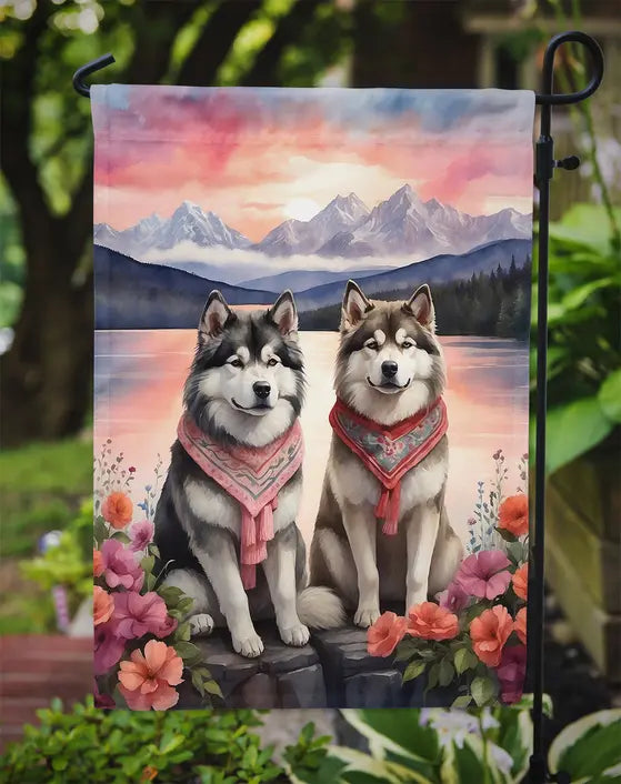 Alaskan Malamute Two Hearts Garden Flag Caroline's Treasures