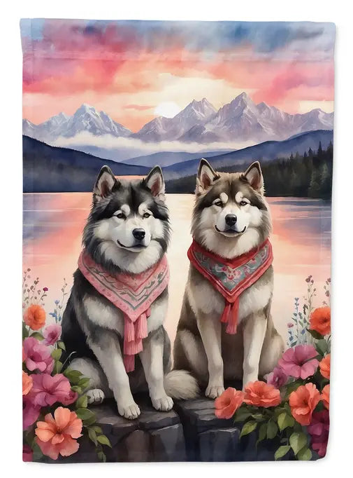 Alaskan Malamute Two Hearts Garden Flag Caroline's Treasures