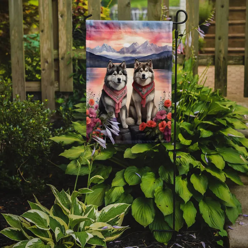 Alaskan Malamute Two Hearts Garden Flag Caroline's Treasures