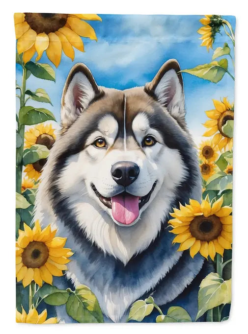 Alaskan Malamute in Sunflowers Garden Flag Caroline's Treasures