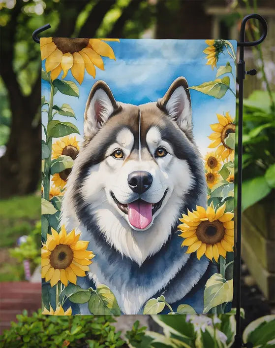 Alaskan Malamute in Sunflowers Garden Flag Caroline's Treasures