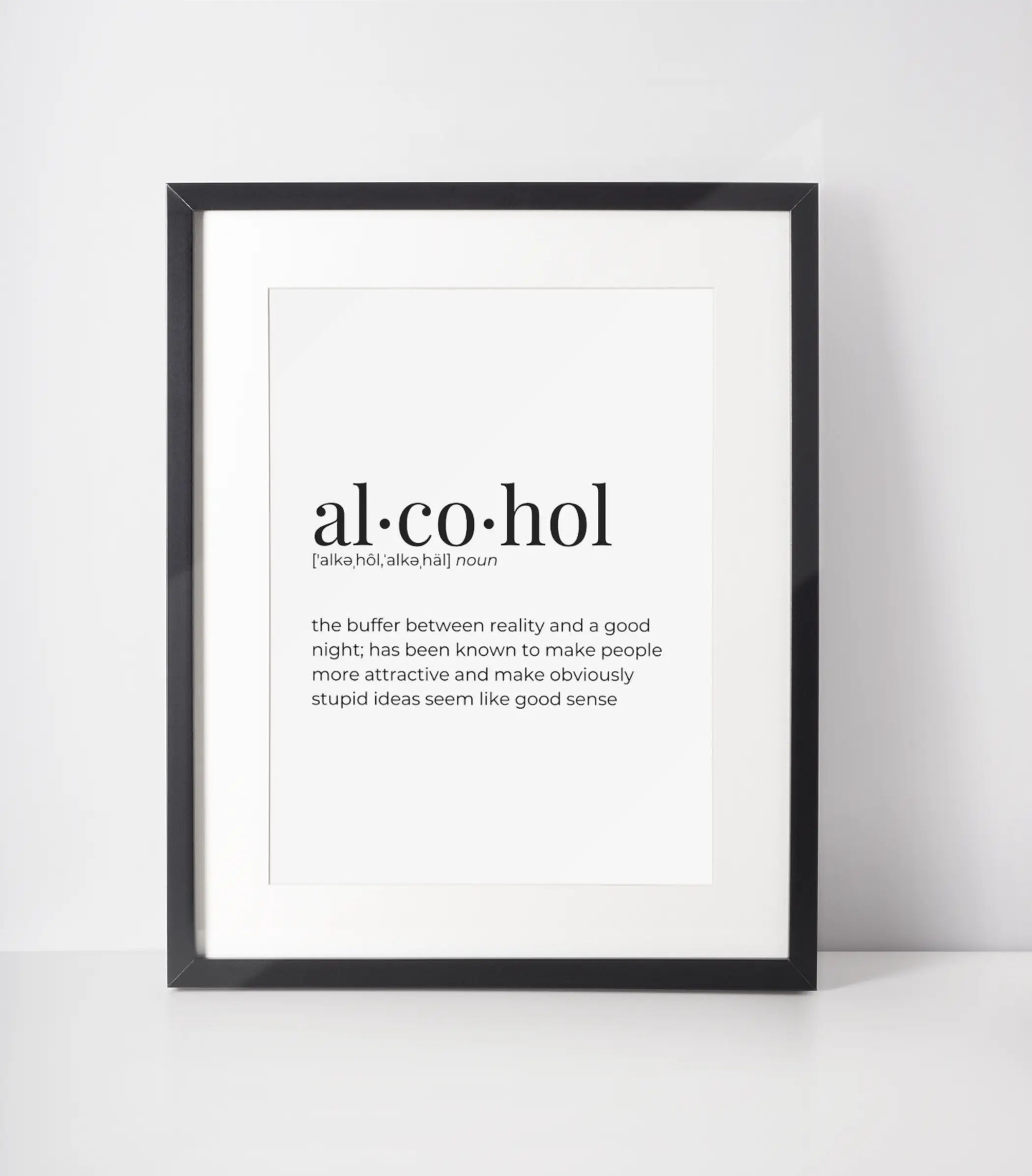 Alcohol Definition - Wall Art Print Black Cat Bazaar