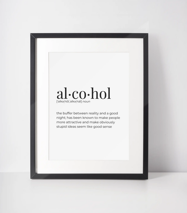 Alcohol Definition - Wall Art Print Black Cat Bazaar