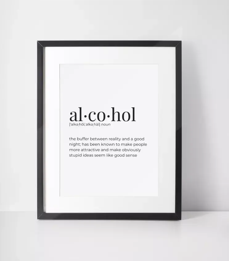 Alcohol Definition - Wall Art Print Black Cat Bazaar
