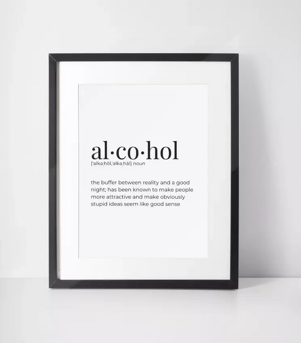 Alcohol Definition - Wall Art Print Black Cat Bazaar