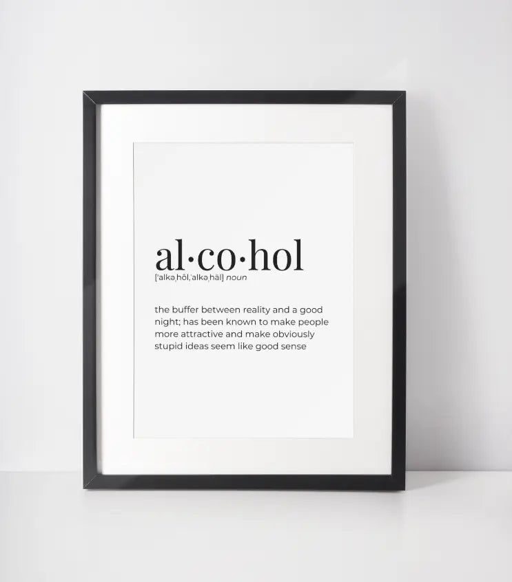 Alcohol Definition - Wall Art Print Black Cat Bazaar