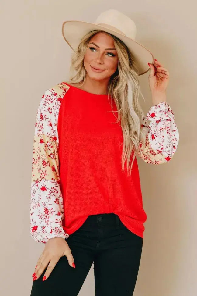 Aldo Mixed Balloon Sleeve Top Stay Warm in Style