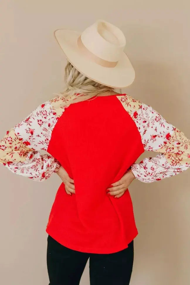 Aldo Mixed Balloon Sleeve Top Stay Warm in Style