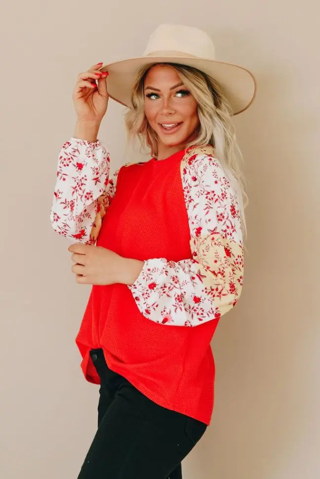 Aldo Mixed Balloon Sleeve Top Stay Warm in Style