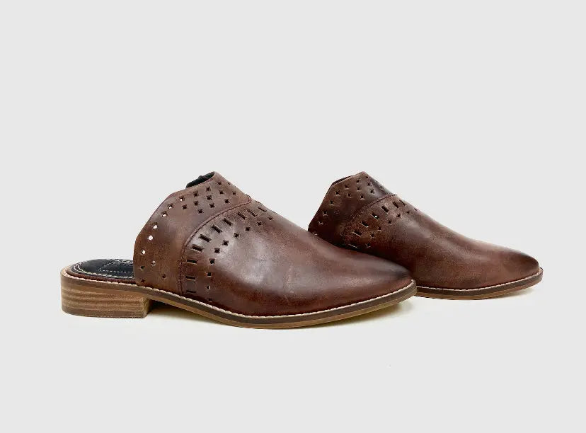 Ali Brown Pointed Mules Oobash