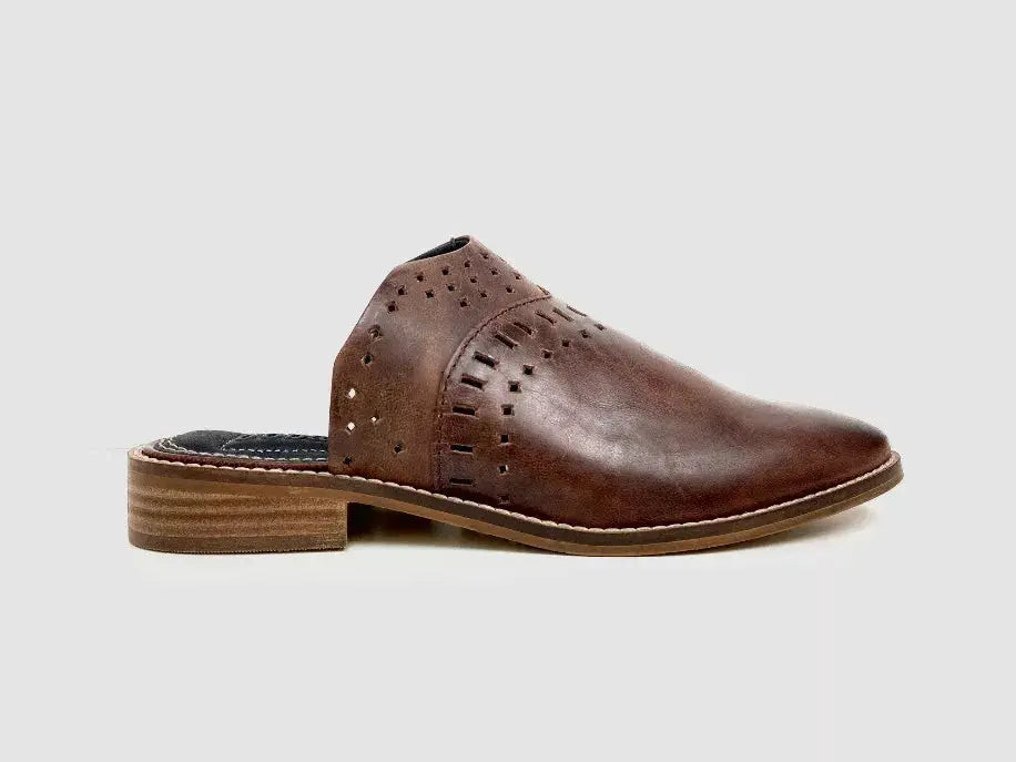 Ali Brown Pointed Mules Oobash