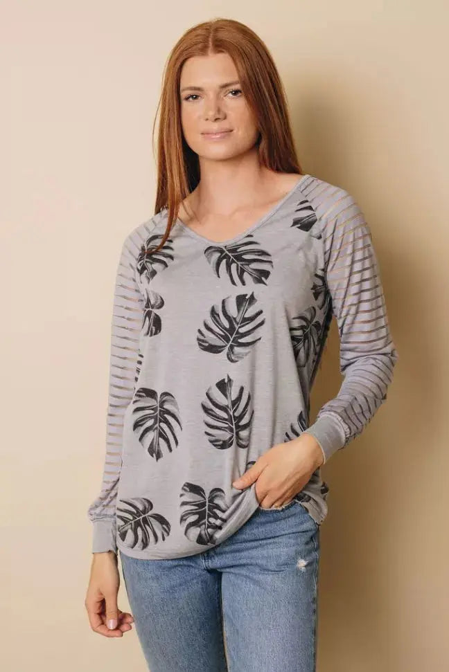 Alisa Patchwork Mesh Long Sleeve Top Stay Warm in Style