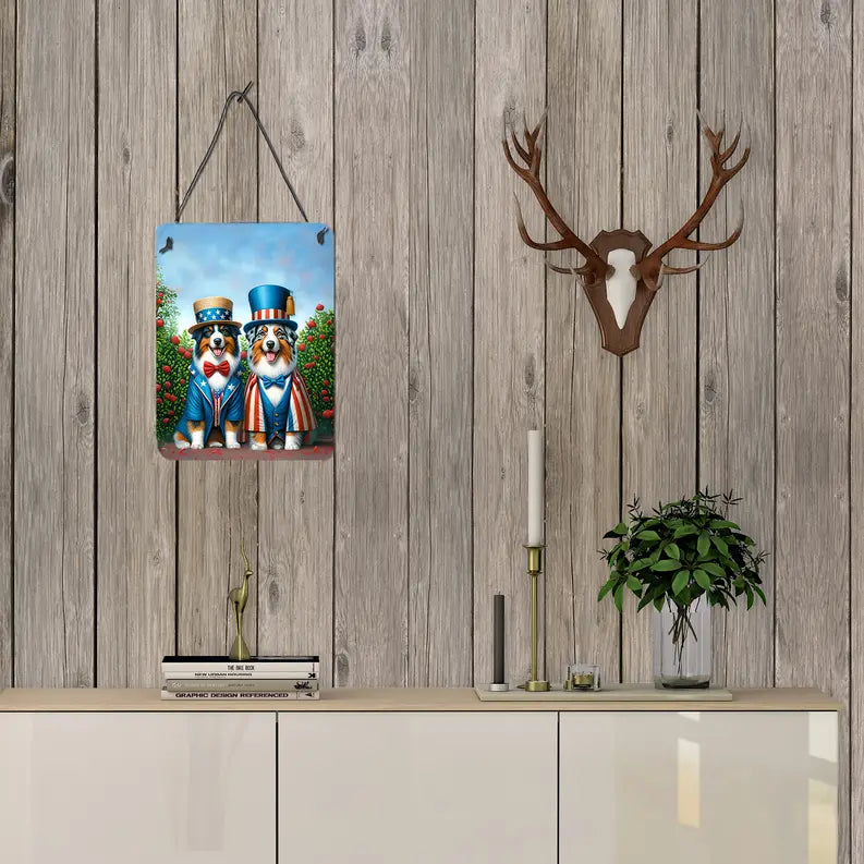 All American Bearded Collie Wall or Door Hanging Prints Caroline's Treasures