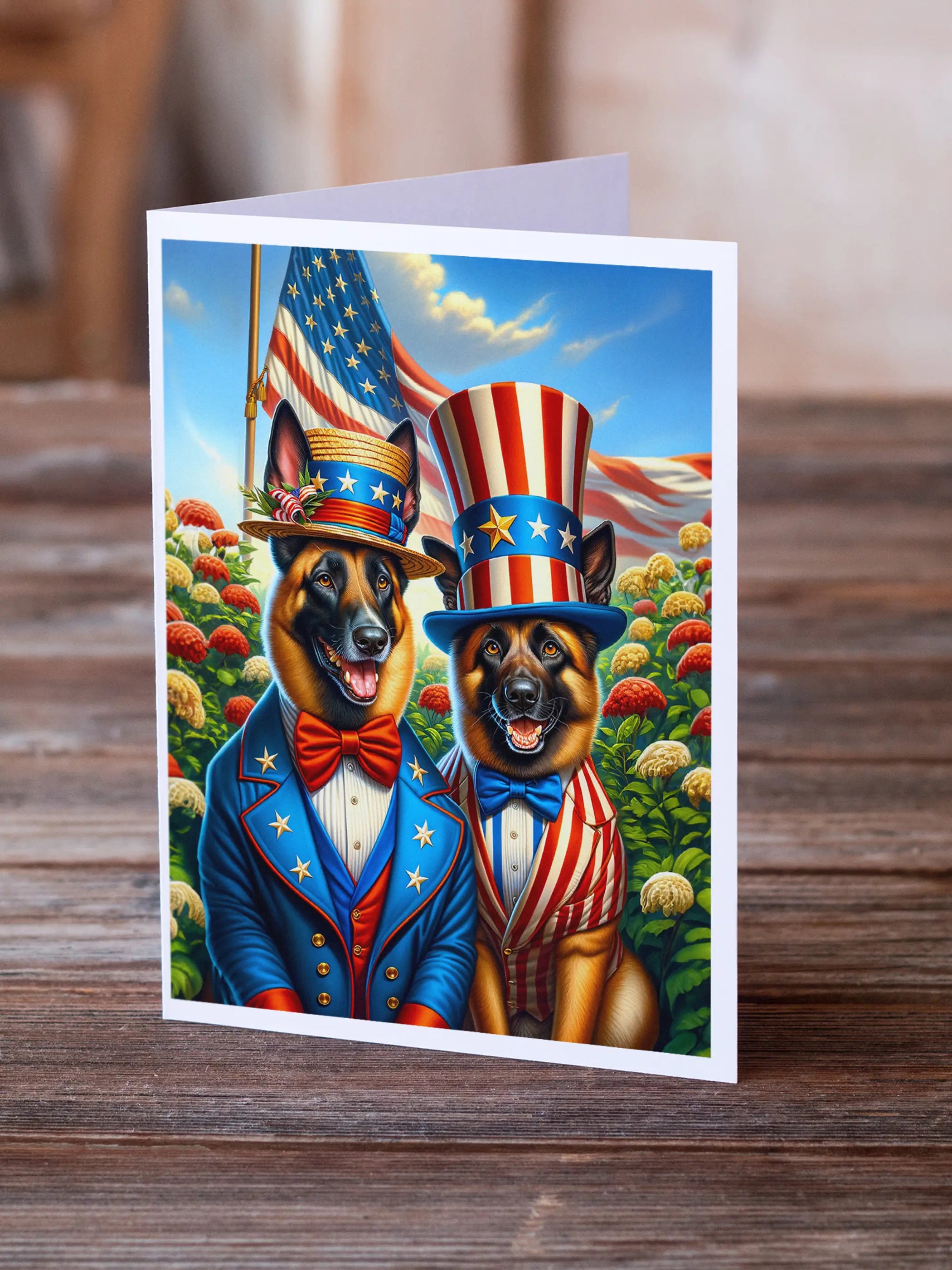 All American Belgian Malinois Greeting Cards Pack of 8 Caroline's Treasures