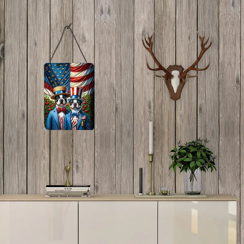 All American Boston Terrier Wall or Door Hanging Prints Caroline's Treasures