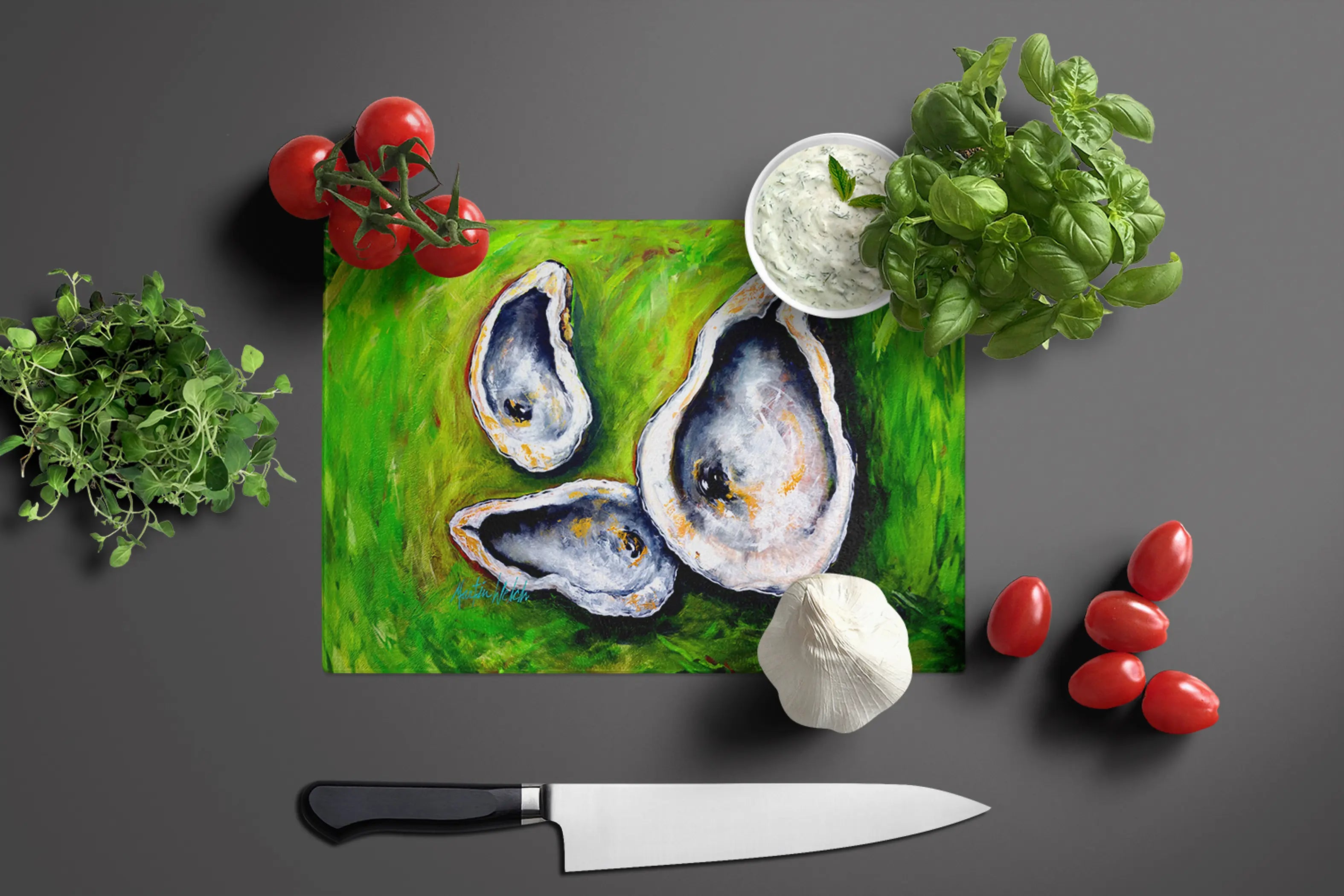 All Shucked Oysters Glass Cutting Board Caroline's Treasures