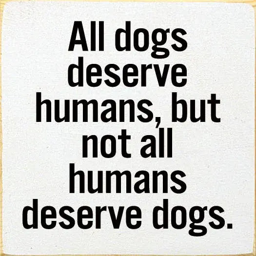 All dogs deserve humans, but not all humans deserve dogs. Sawdust City