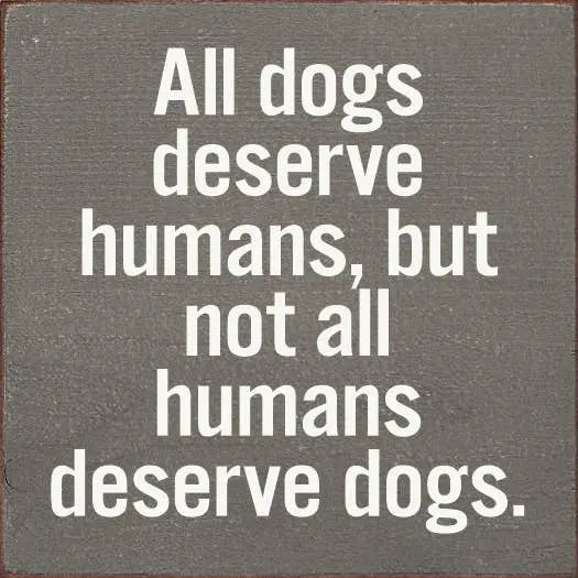 All dogs deserve humans, but not all humans deserve dogs. Sawdust City