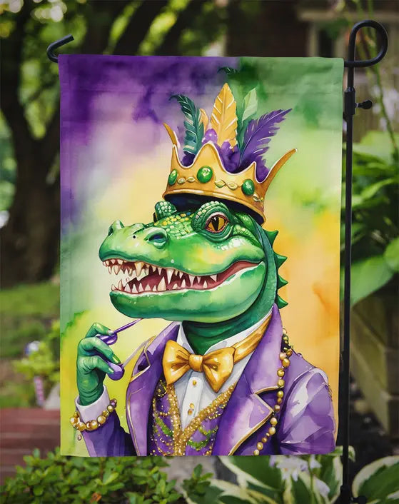 Alligator King of Mardi Gras Garden Flag Caroline's Treasures