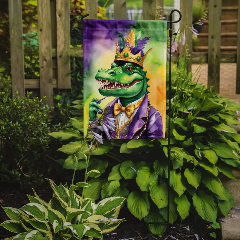 Alligator King of Mardi Gras Garden Flag Caroline's Treasures