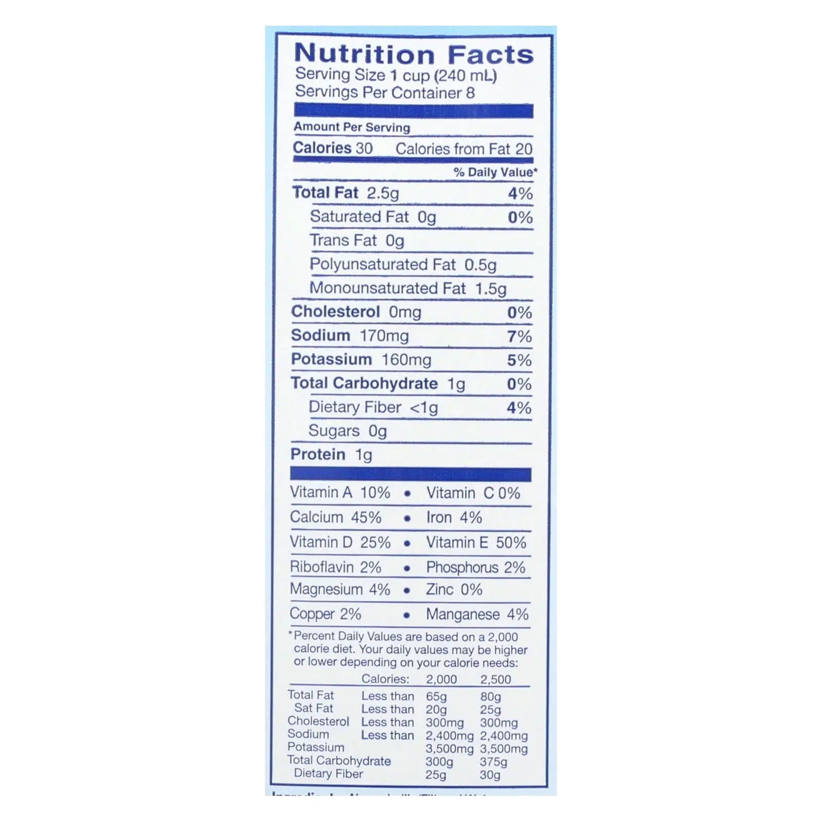 Almond Breeze - Almond Milk - Unsweetened Original - Case Of 8 - 64 Fl Oz. Almond Breeze