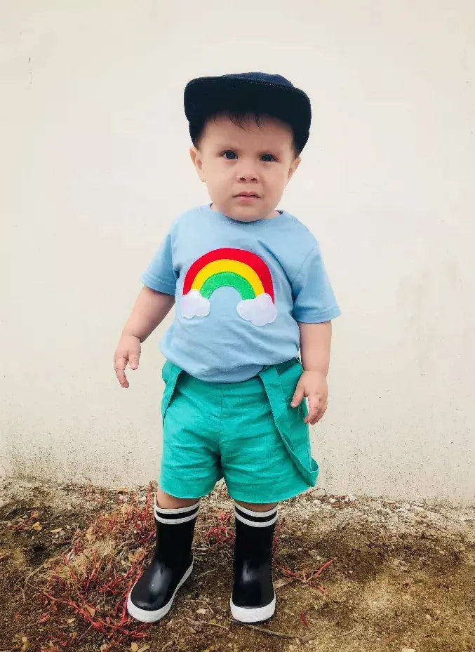 Aloha Rainbow - Kids Baby Blue Shirt  Boys or Girls Mi Cielo