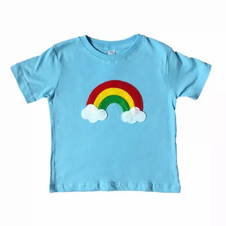 Aloha Rainbow - Kids Baby Blue Shirt  Boys or Girls Mi Cielo