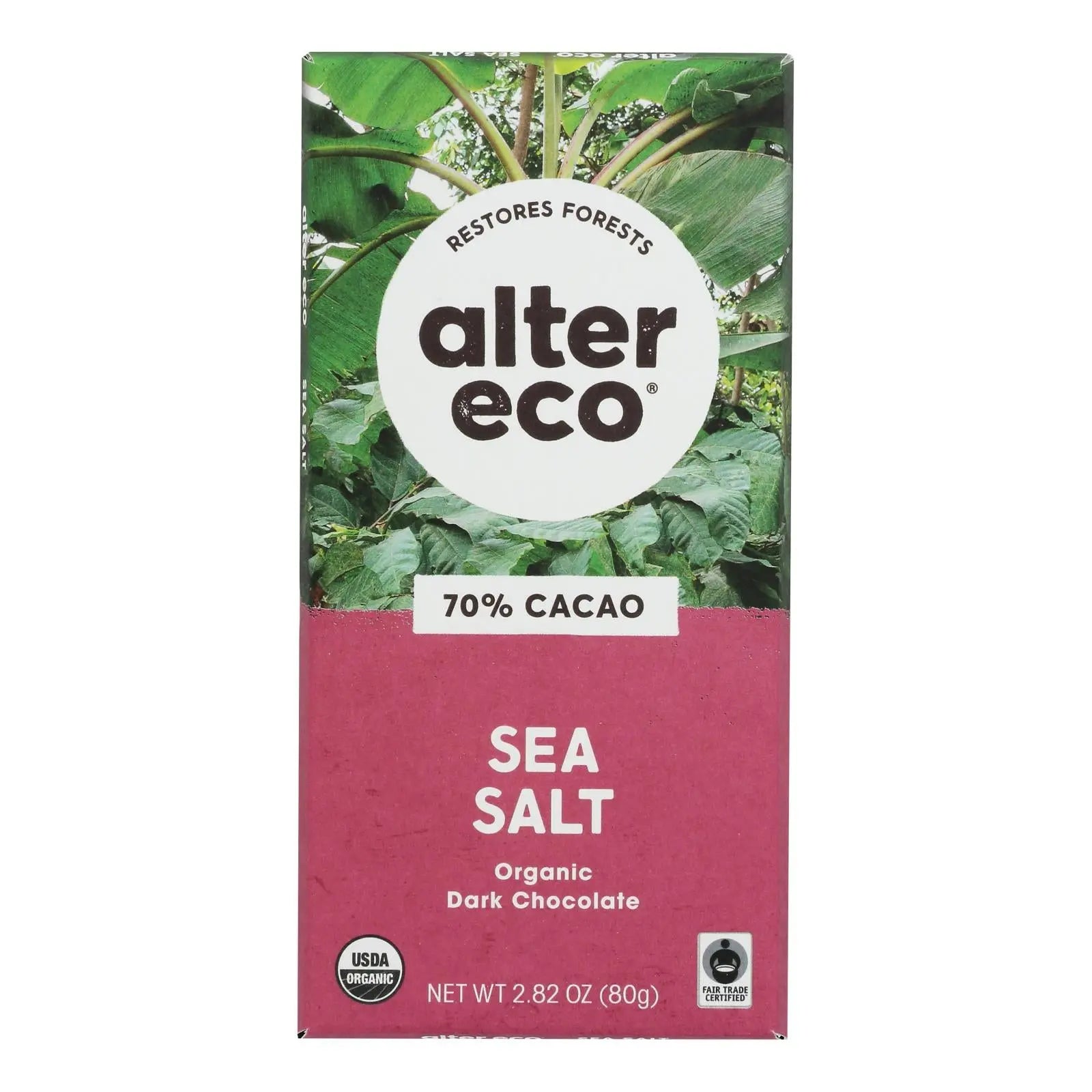 Alter Eco Americas Organic Chocolate Bar - Deep Dark Sea Salt - 2.82 Oz Bars - Case Of 12 Alter Eco