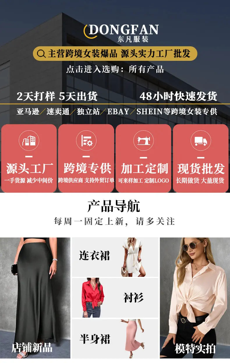 Amazon Cross-Border European and American New Women's Satin Shirt Spring and Summer Asymmetrical Long-Sleeved Slope Collar Shirt Top GreatEagleInc