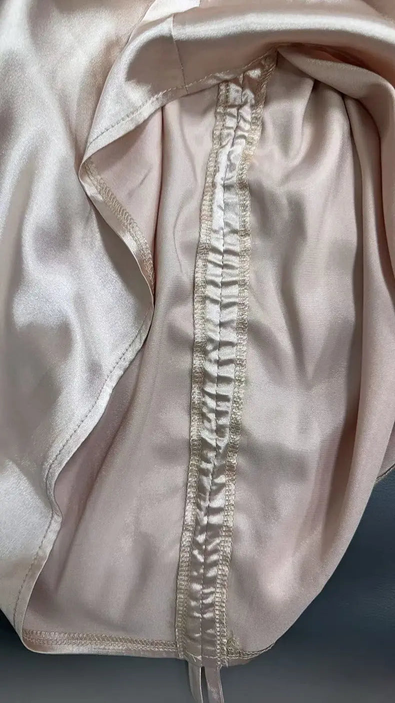 Amazon Cross-Border European and American New Women's Satin Shirt Spring and Summer Asymmetrical Long-Sleeved Slope Collar Shirt Top GreatEagleInc