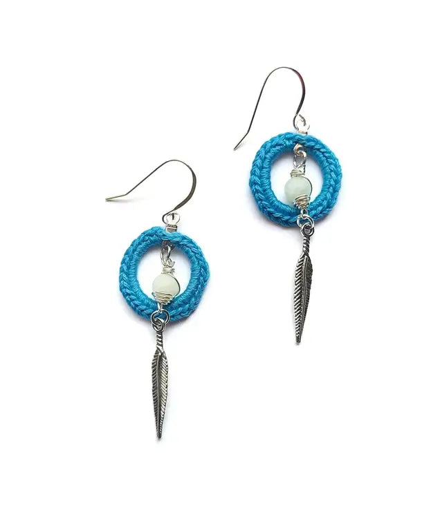 Amazonite Calm Earrings with feather Sysaic Knotz