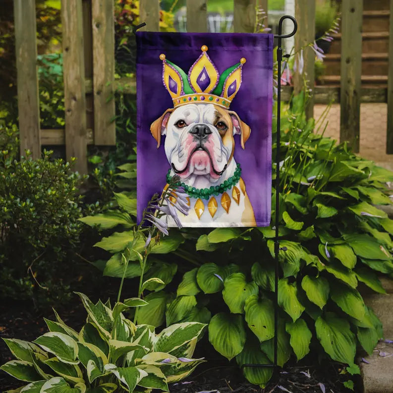 American Bulldog King of Mardi Gras Garden Flag Caroline's Treasures
