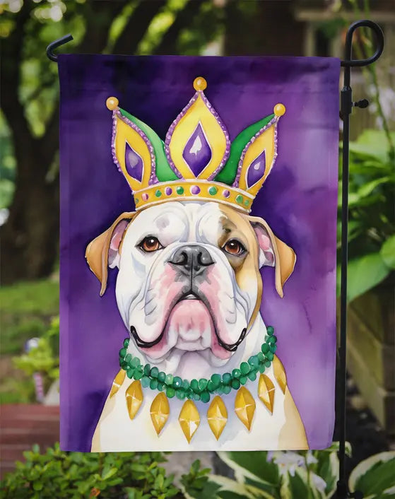 American Bulldog King of Mardi Gras Garden Flag Caroline's Treasures
