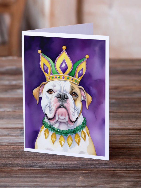 American Bulldog King of Mardi Gras Greeting Cards Pack of 8 Caroline's Treasures