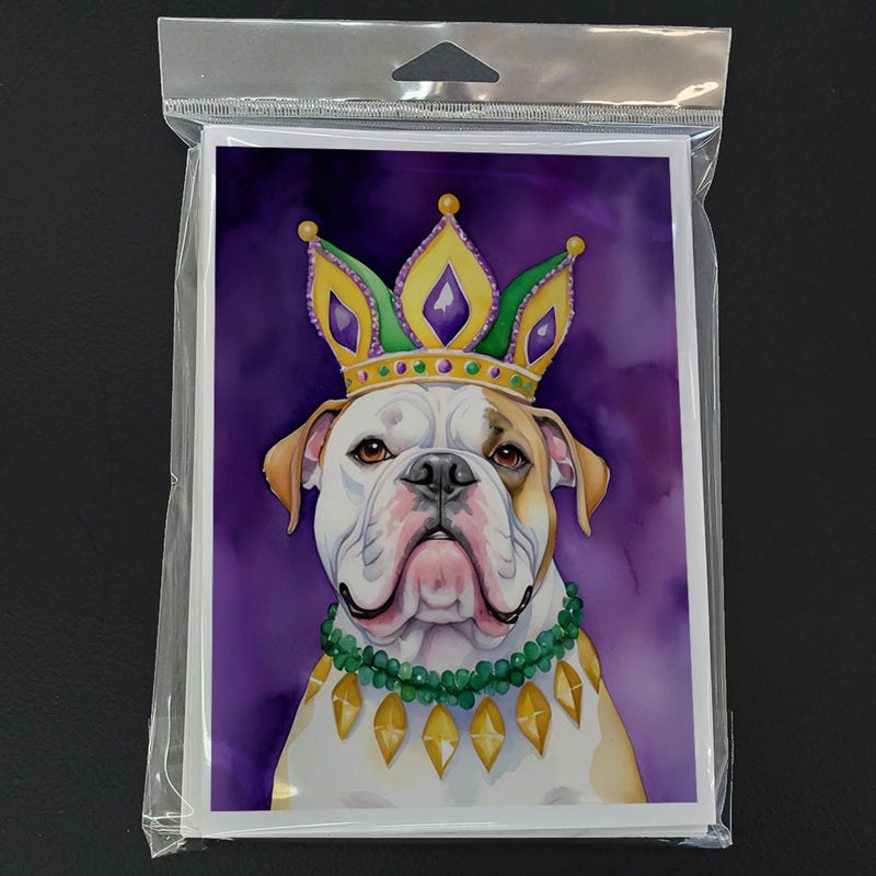 American Bulldog King of Mardi Gras Greeting Cards Pack of 8 Caroline's Treasures