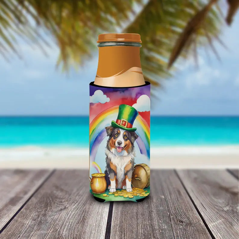 American Bulldog St Patrick's Day Hugger for Ultra Slim Cans Caroline's Treasures