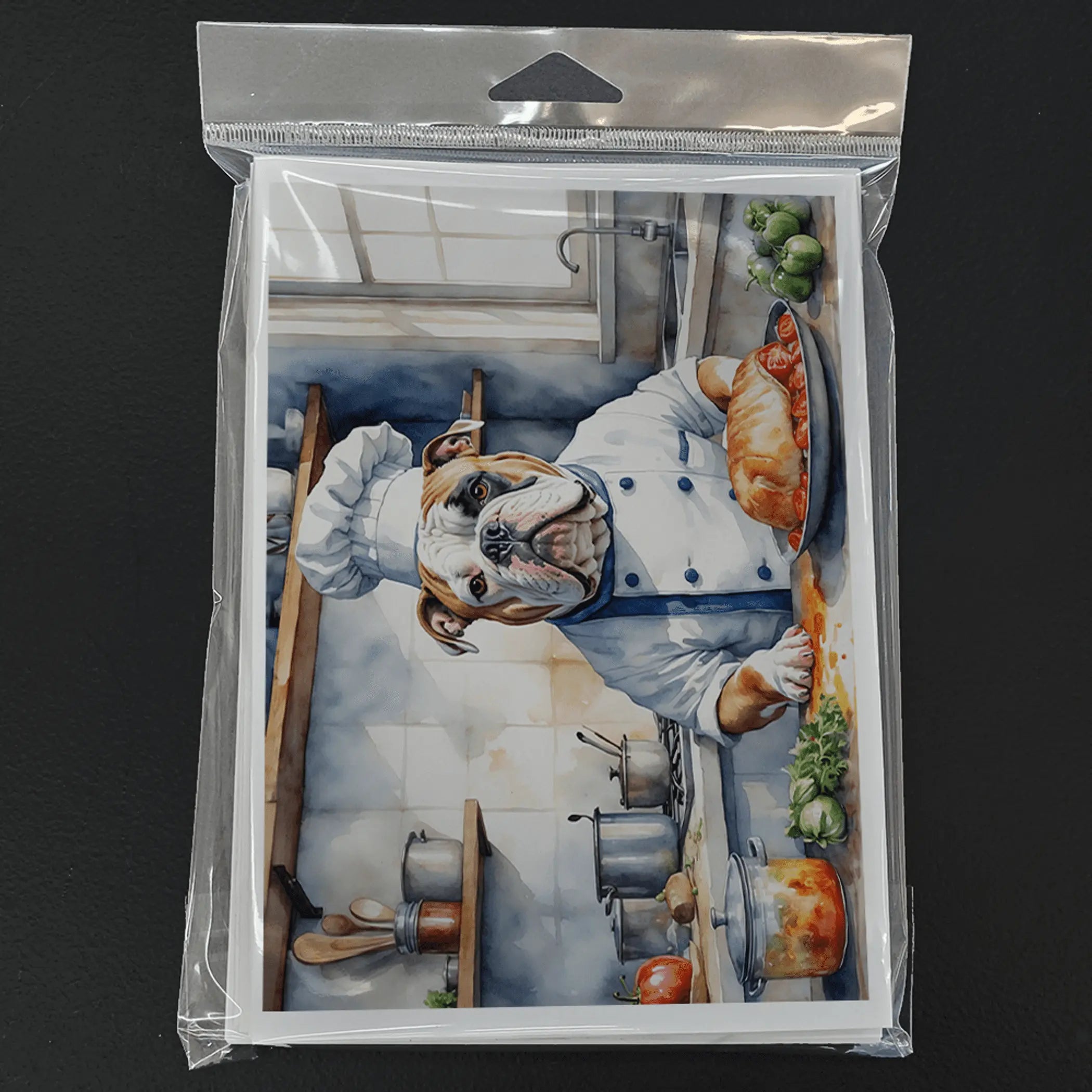 American Bulldog The Chef Greeting Cards Pack of 8 Caroline's Treasures