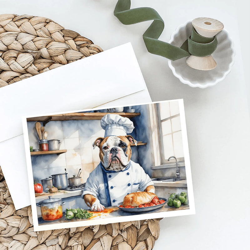 American Bulldog The Chef Greeting Cards Pack of 8 Caroline's Treasures