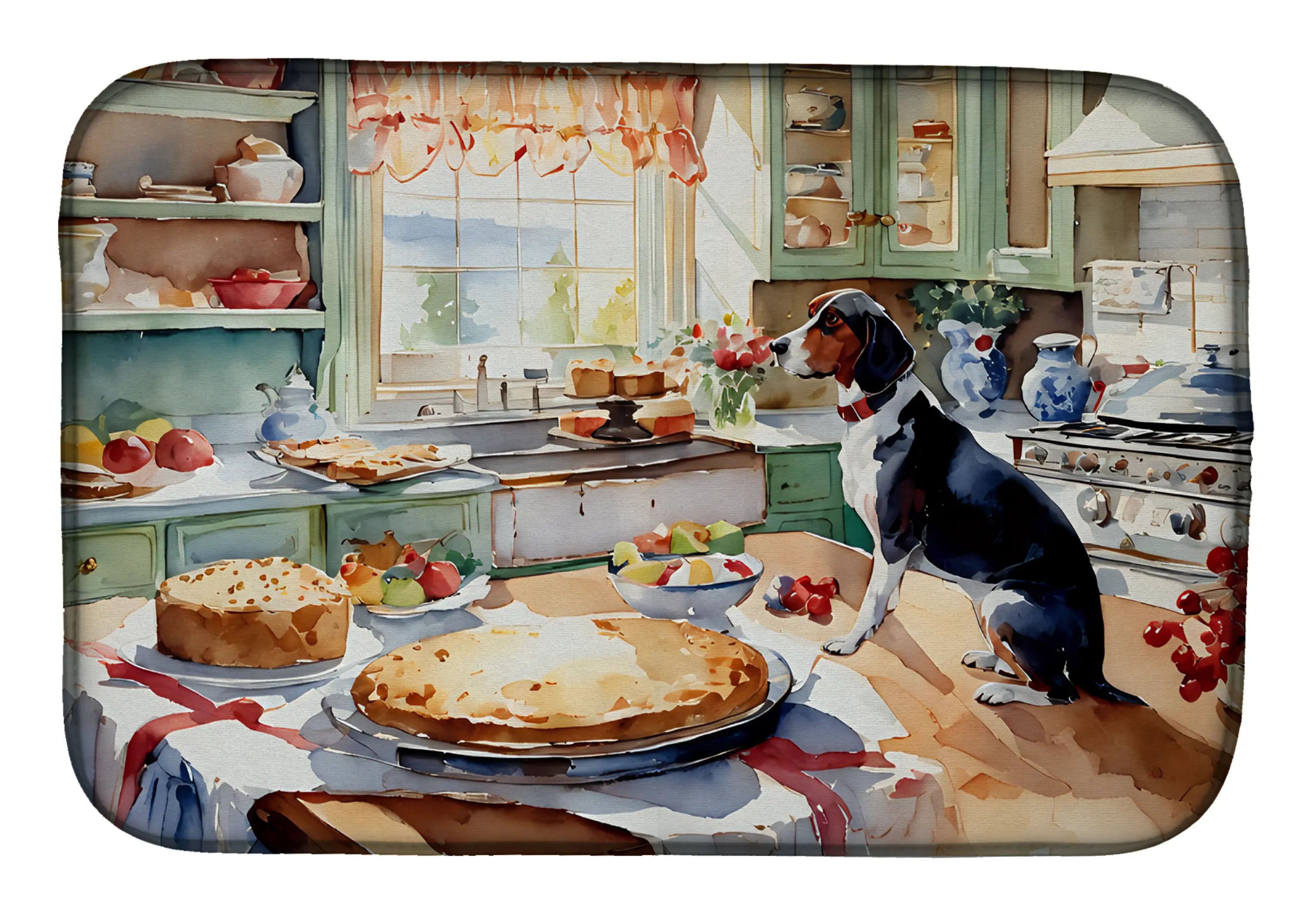 American English Coonhound Christmas Cookies Dish Drying Mat Caroline's Treasures